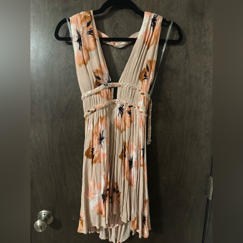 Floral Sleeveless Maxi Dress - Cream and Pink